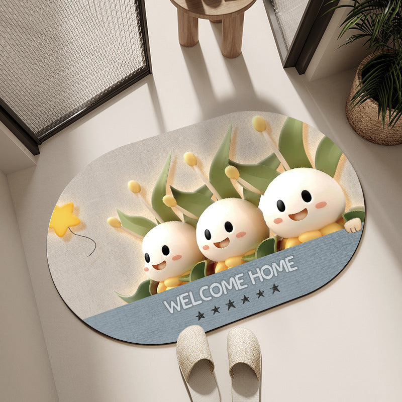 Whimsical Cabbage-Themed Welcome Mat Acalora