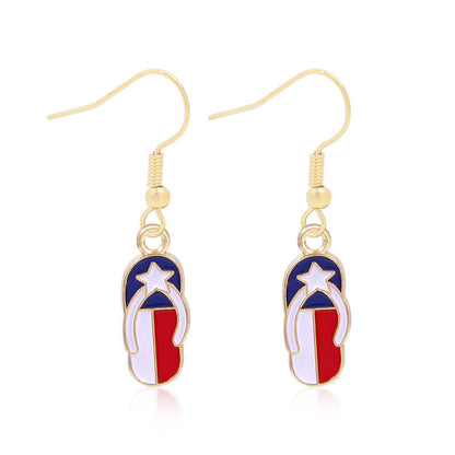 Women's lightweight star earrings with enamel flag design and fishhook Kalsten