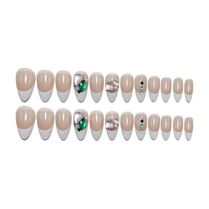 Artificial nails with glamorous rhinestone details Acalora