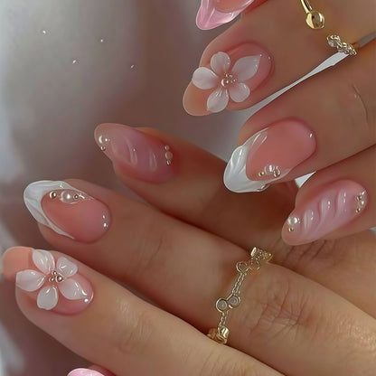 Decorative Floral Acrylic Nail Tips Acalora