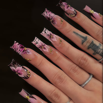Floral-Accented Stiletto Press-On Nails Acalora