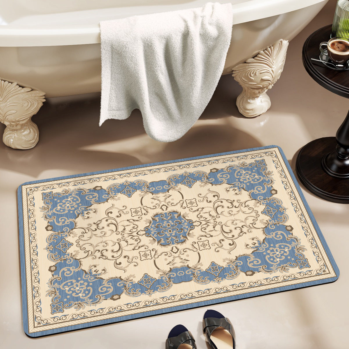 Elegant Floral Pattern Bath Mat Acalora