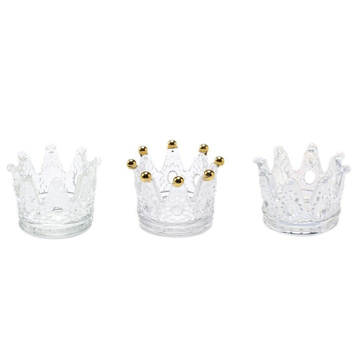 Crown-Shaped Textured Glass Votive Candle Holder Acalora