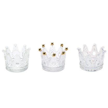 Crown-Shaped Textured Glass Votive Candle Holder Acalora