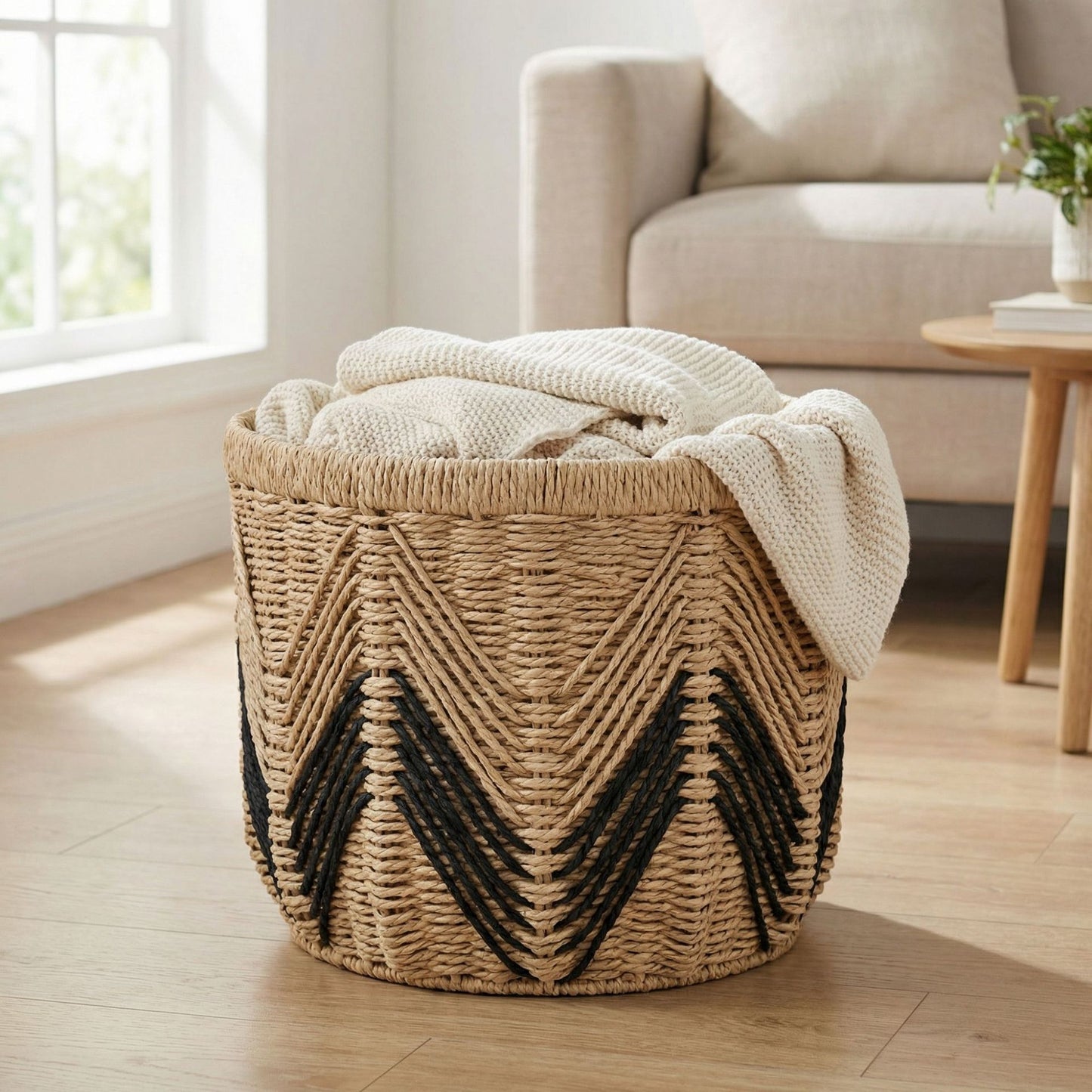 Handwoven storage basket made of natural materials Acalora