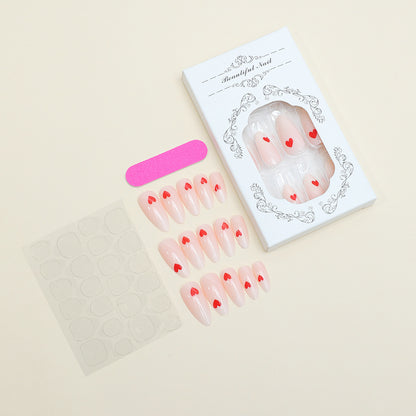 Heart-Embellished Press-On Nail Set Acalora
