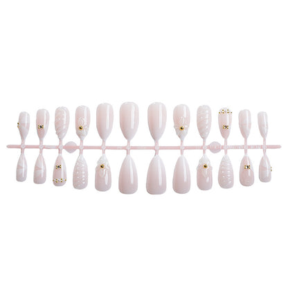 Decorative Nail Art Press-On Set with Floral and Gold Accents Acalora