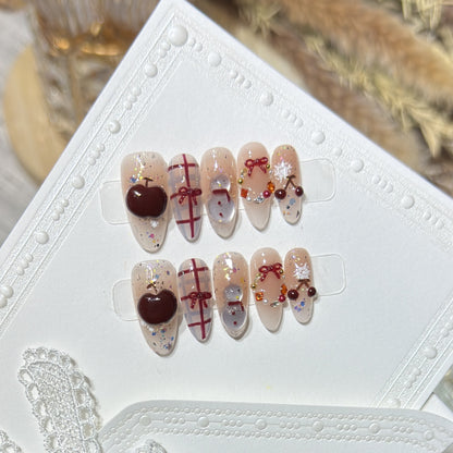 Winter-Themed Press-On Nail Art Set Acalora