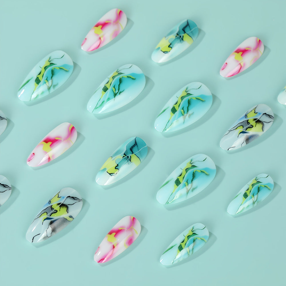 Artificial nails in modern marble design Acalora