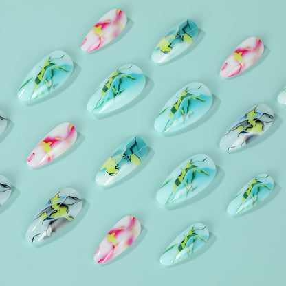 Artificial nails in modern marble design Acalora