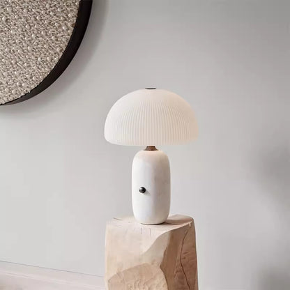 Elegant Marble Table Lamp with Pleated Shade