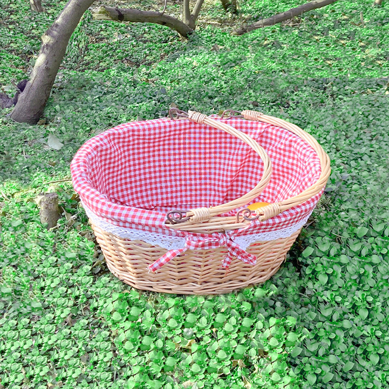 Ladies willow basket with removable fabric lining and practical carrying handle Bowlift