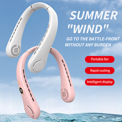 Women's Portable Neck Fan with Temperature Display Brehn