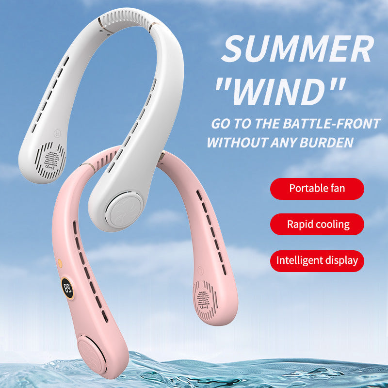 Women's Portable Neck Fan with Temperature Display Skanto