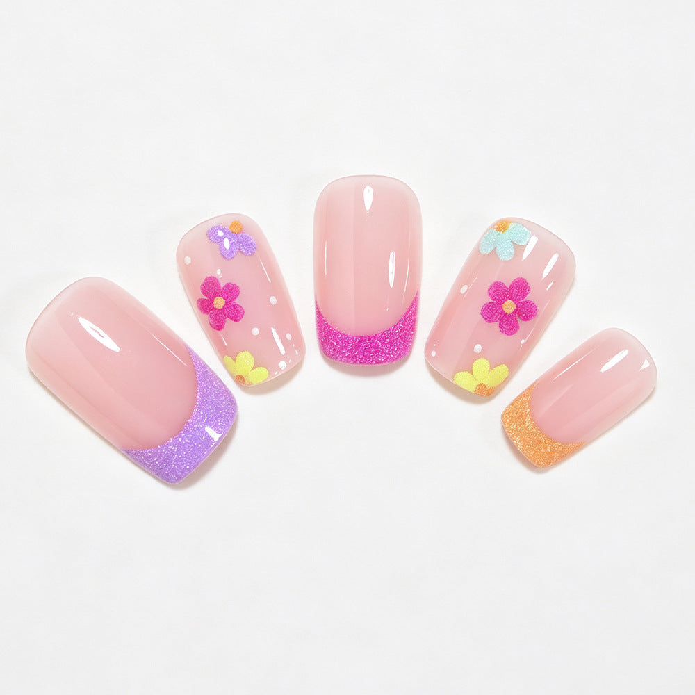 Floral Accent Press-On Nail Art Acalora