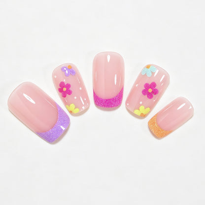 Floral Accent Press-On Nail Art Acalora