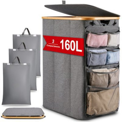 Multifunctional laundry storage box with bamboo lid Acalora