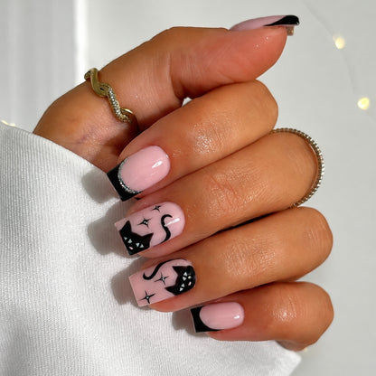 Decorative Cat-Themed Press-On Nail Set Acalora