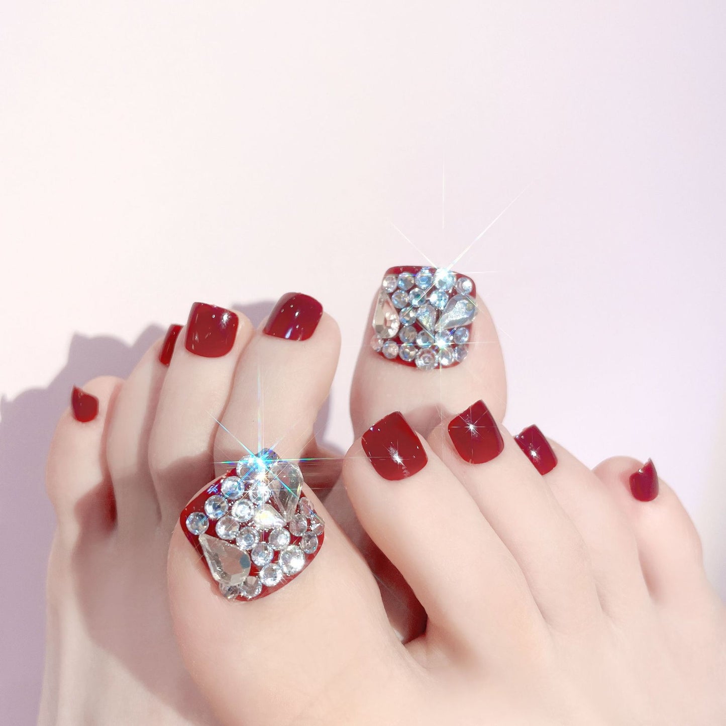 Decorative Rhinestone Press-On Toenail Set Acalora