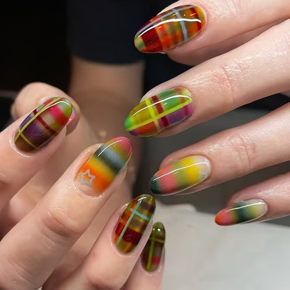 Artistic Plaid Nail Art Acalora
