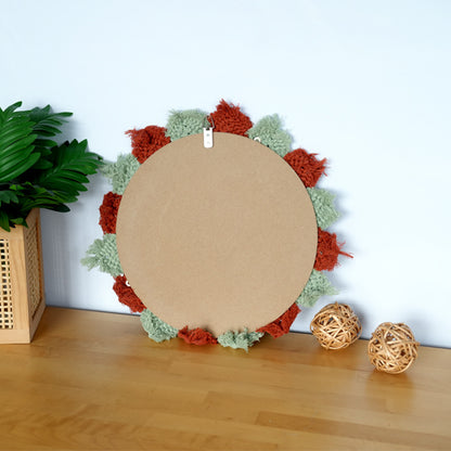 Wall mirror with decorative macrame frame