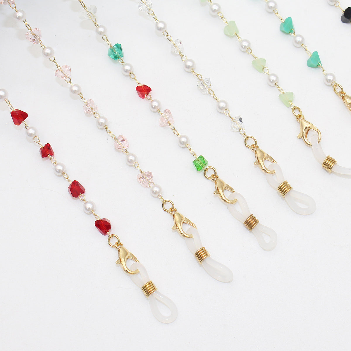 Stylish Pearl and Crystal Eyewear Chain Acalora