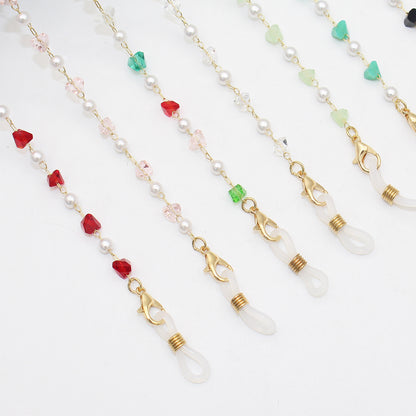 Stylish Pearl and Crystal Eyewear Chain Acalora