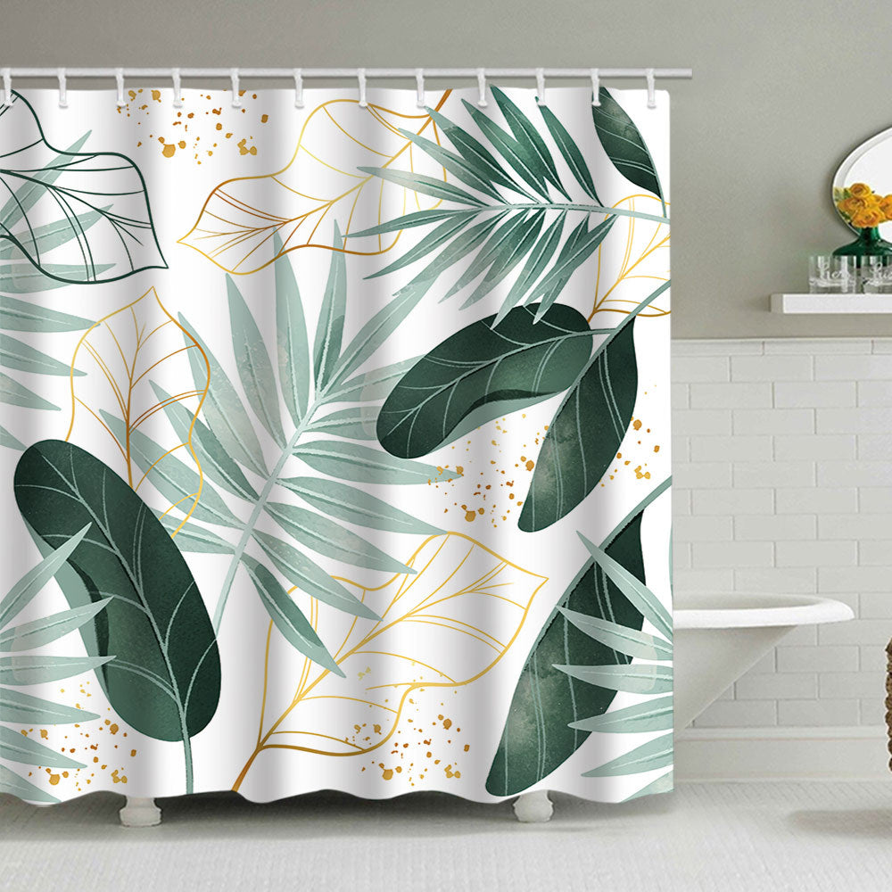 Botanical Leaf Pattern Shower Curtain