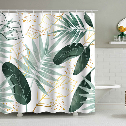 Botanical Leaf Pattern Shower Curtain