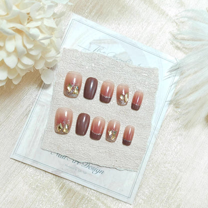 Acrylic nails in elegant ombre design with glitter elements Acalora