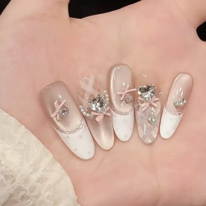 Decorative Bow Accent Press-On Nail Art Set Acalora