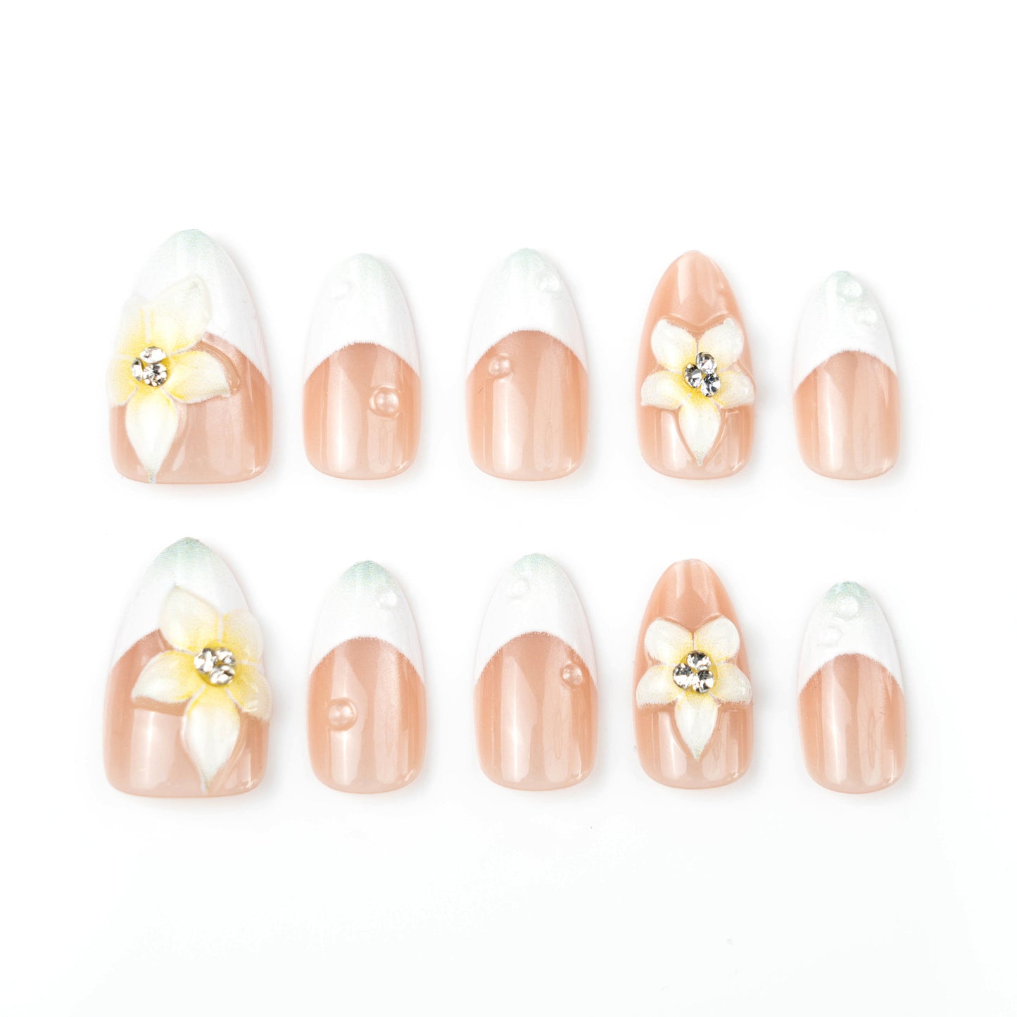 Acrylic nail set with elegant floral design Acalora