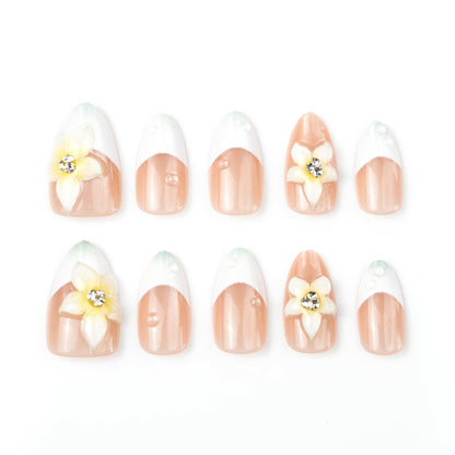 Acrylic nail set with elegant floral design Acalora
