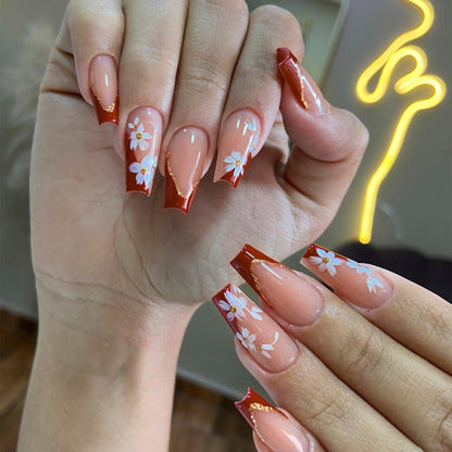 Artificial Nail Set with Floral Accents Acalora