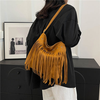 Fringe Suede Crossbody Bag Acalora