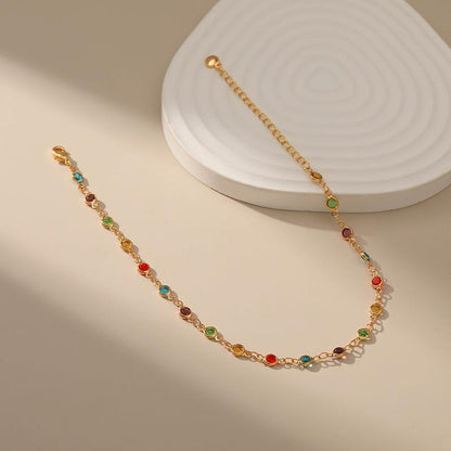 Colorful Gemstone Ankle Bracelet Acalora