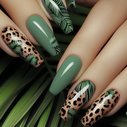 Creative artificial nails with tropical and animal design Acalora