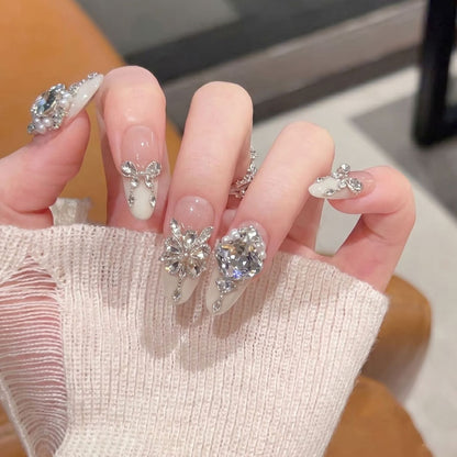 Glamorous Crystal-Embellished Stiletto Press-On Nails Acalora