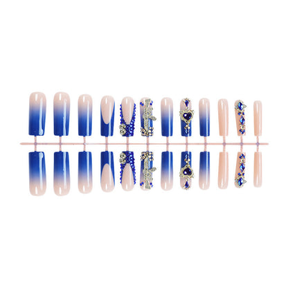 Artistic Rhinestone-Embellished Press-On Nail Art Set Acalora