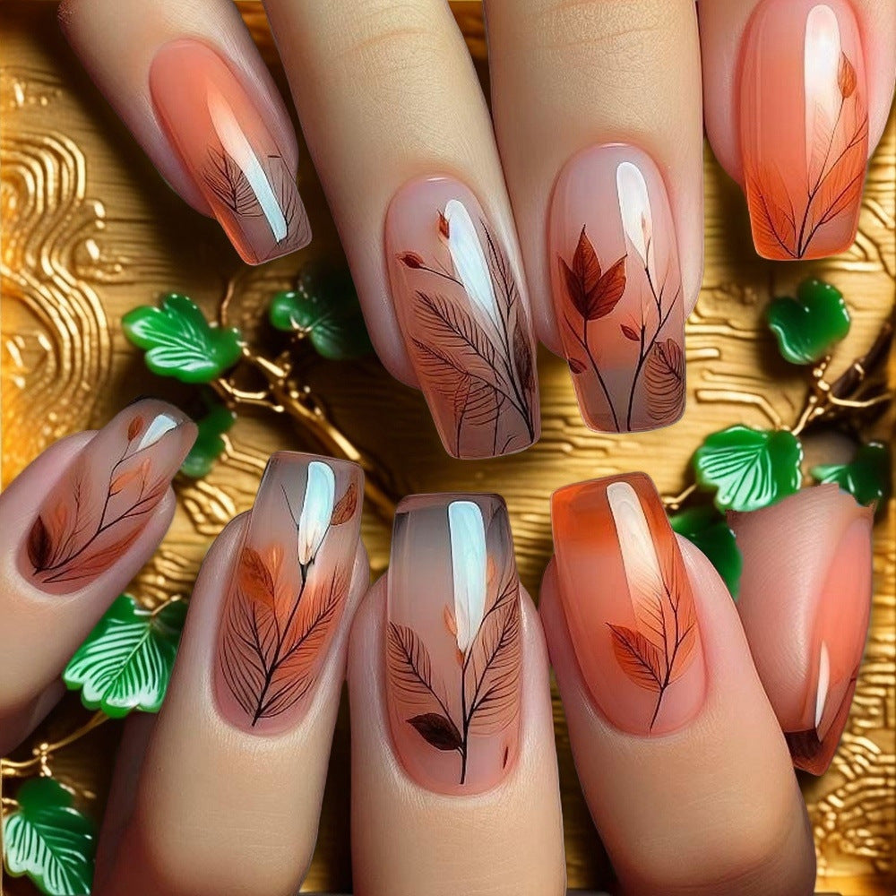 Artificial nails with elegant leaf pattern Acalora