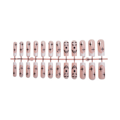 Artistic Press-On Nail Set with Unique Star and Graphic Designs Acalora