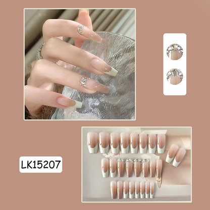 Decorative Press-On Nail Tips with Rhinestone Accent Acalora
