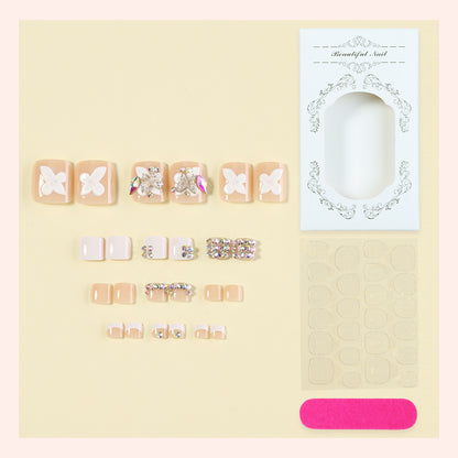 Decorative Press-On Nail Art Set with Butterfly and Gem Accents Acalora