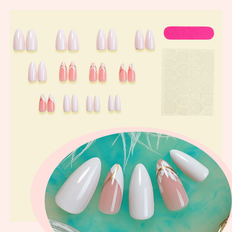 Premium Decorative Press-On Nail Set with Floral and Glossy Accents Acalora