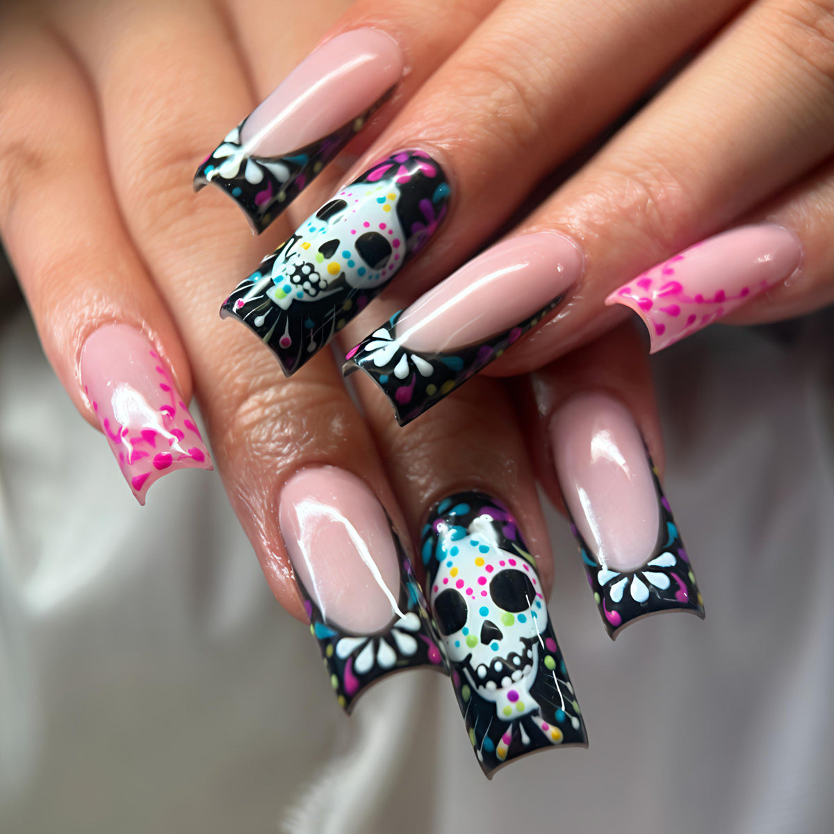 Artistic Skull Design Nail Art Acalora