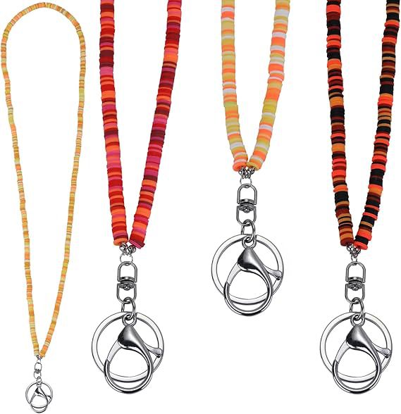 Colorful Beaded ID Badge Holder Lanyard Acalora