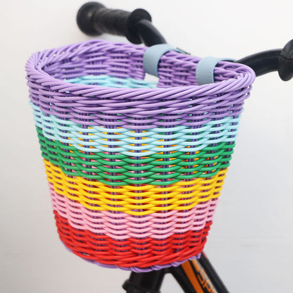 Decorative Woven Storage Basket with Leather Handles Acalora