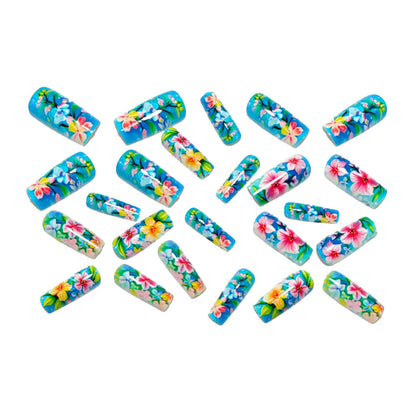 Artificial nail set with flower design and glossy finish Acalora