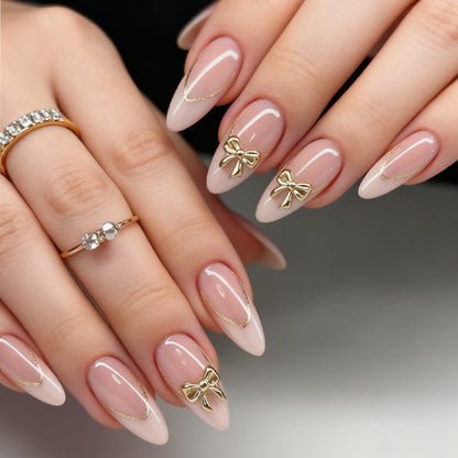 Premium Elegant Press-On Nail Set with Decorative Accents Acalora