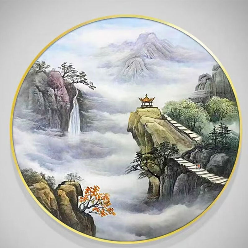 Round Landscape Canvas Wall Art